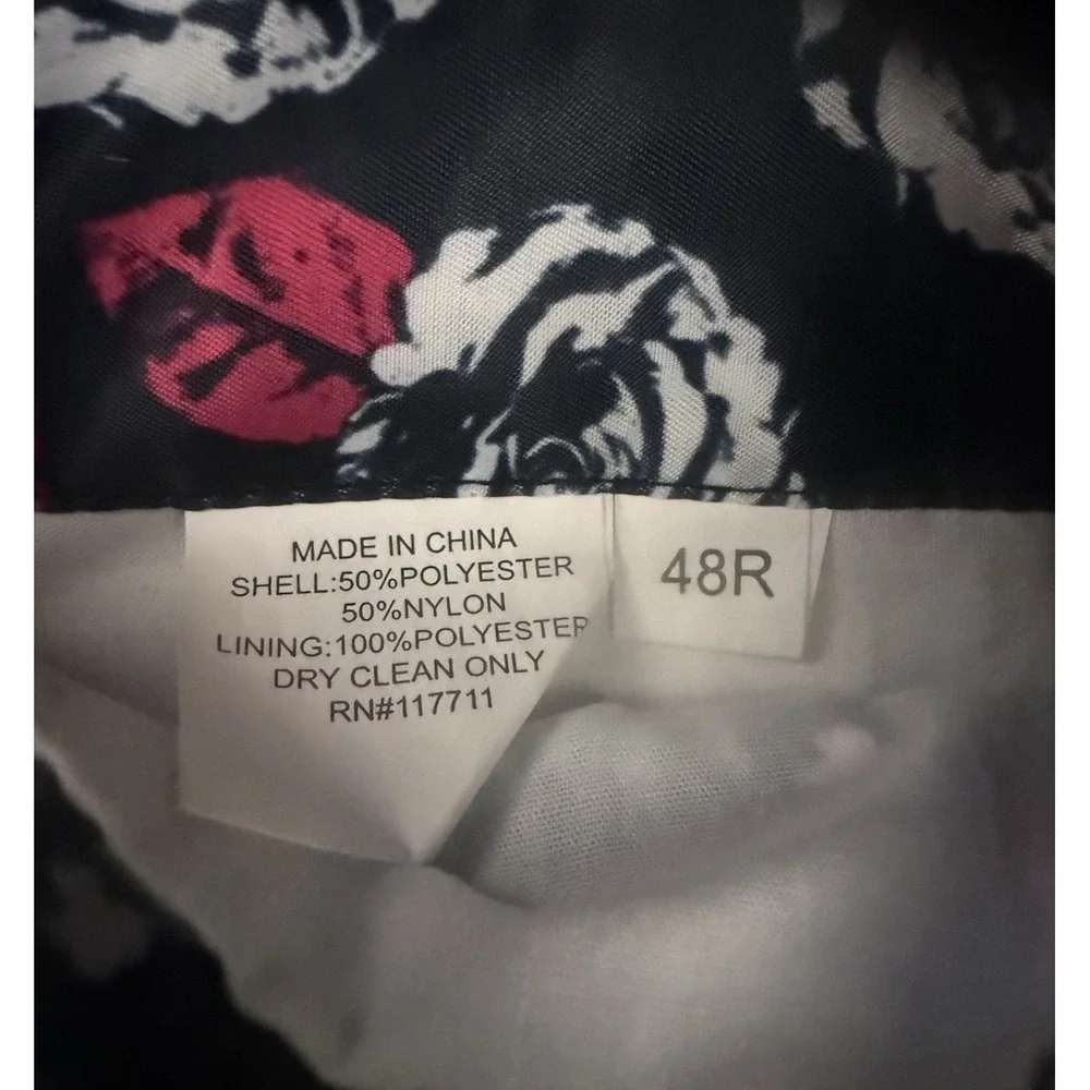 Alan Flusser Mens 48R Black Paisley Velvet Tuxedo Blazer Floral Lined *FLAW
